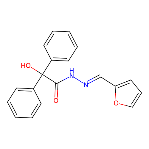 N'-[(E)-furan-2-ylmethylidene]-2-hydroxy-2,2-diphenylacetohydrazide structure