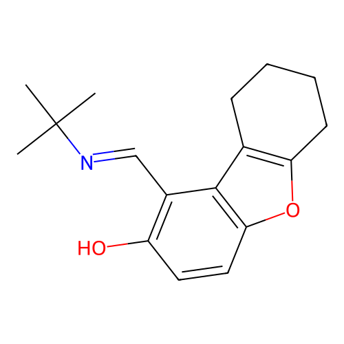 (1Z)-1-[(tert-butylamino)methylidene]-6,7,8,9-tetrahydrodibenzofuran-2-one structure