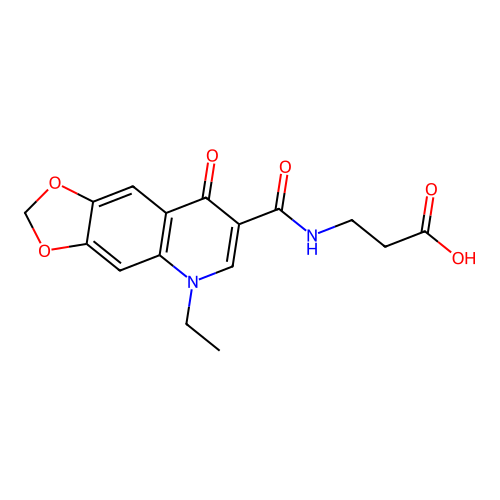 3-(5-ethyl-8-oxo-5,8-dihydro-[1,3]dioxolo[4,5-g]quinoline-7-carboxamido)propanoic acid structure