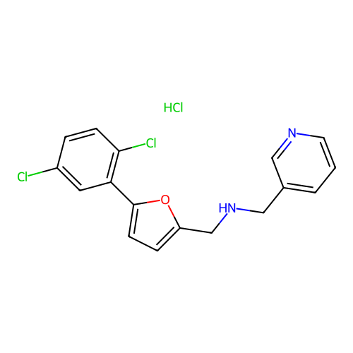 {[5-(2,5-Dichlorophenyl)-2-furyl]methyl}(pyridin-3-ylmethyl)amine hydrochloride structure