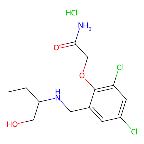 2-[2,4-dichloro-6-[(1-hydroxybutan-2-ylamino)methyl]phenoxy]acetamide Hydrochloride structure