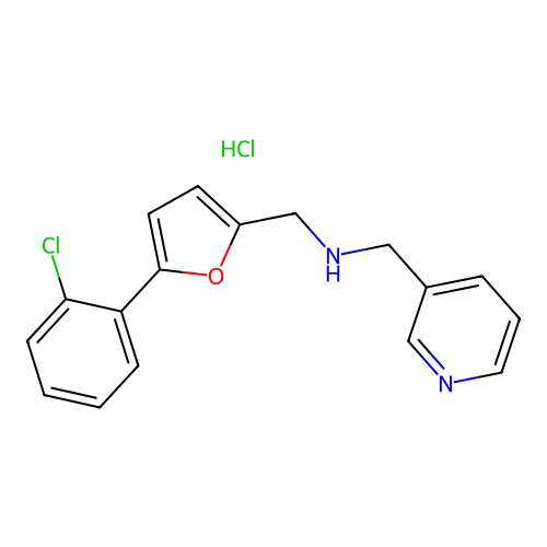 1-(5-(2-chlorophenyl)furan-2-yl)-N-(pyridin-3-ylmethyl)methanamine hydrochloride structure