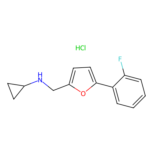 N-((5-(2-fluorophenyl)furan-2-yl)methyl)cyclopropanamine hydrochloride structure