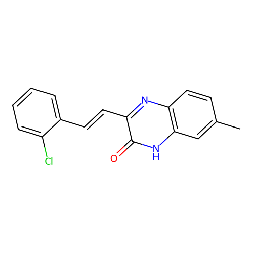 3-[(E)-2-(2-chlorophenyl)ethenyl]-7-methyl-1H-quinoxalin-2-one structure