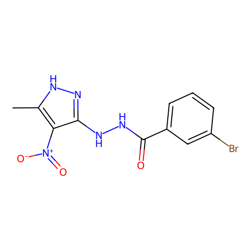 3-bromo-N'-(3-methyl-4-nitro-1H-pyrazol-5-yl)benzohydrazide structure