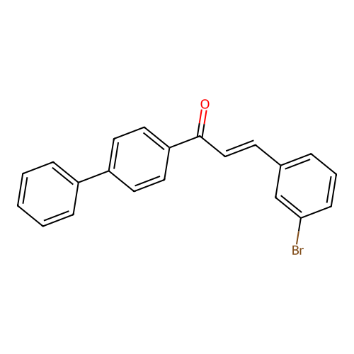 (E)-3-(3-bromophenyl)-1-(4-phenylphenyl)prop-2-en-1-one structure