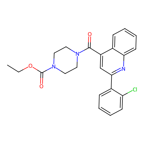 Ethyl 4-(2-(2-chlorophenyl)quinoline-4-carbonyl)piperazine-1-carboxylate structure
