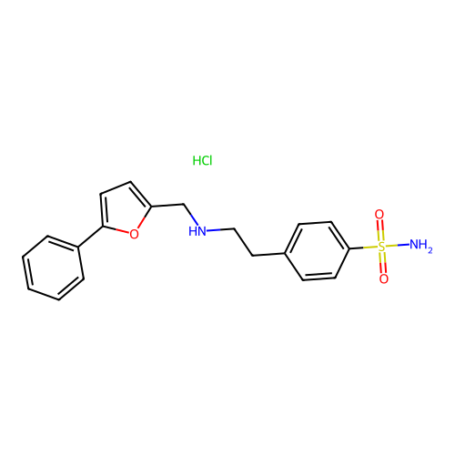 4-(2-(((5-Phenylfuran-2-yl)methyl)amino)ethyl)benzenesulfonamide hydrochloride structure