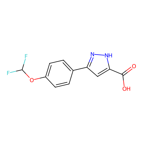 5-[4-(difluoromethoxy)phenyl]-1H-pyrazole-3-carboxylic acid structure