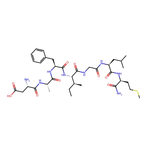 (3S)-3-氨基-4-[[(2S)-1-[[(2S)-1-[[(2S,3S)-1-[[2-[[(2S)-1-[[(2S)-1-氨基-4-甲硫基-1-氧代丁烷-2-基]氨基]-4-甲基-1-氧代戊烷-2-基]氨基]-2-氧代乙基]氨基]-3-甲基-1-氧代戊烷-2-基]氨基]-1-氧代-3-苯基异丙基]氨基]-1-氧代异丙基]氨基]-4-氧代丁酸 structure
