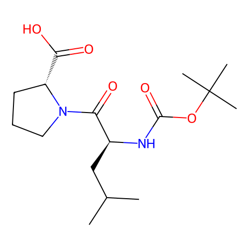 N-(tert-butoxycarbonyl)-L-leucyl-D-proline structure