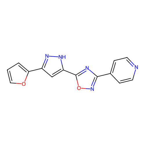 4-{5-[5-(furan-2-yl)-1H-pyrazol-3-yl]-1,2,4-oxadiazol-3-yl}pyridine structure