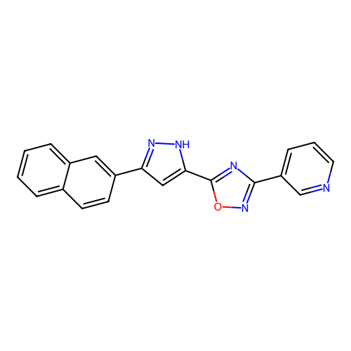 3-{5-[5-(naphthalen-2-yl)-1H-pyrazol-3-yl]-1,2,4-oxadiazol-3-yl}pyridine structure