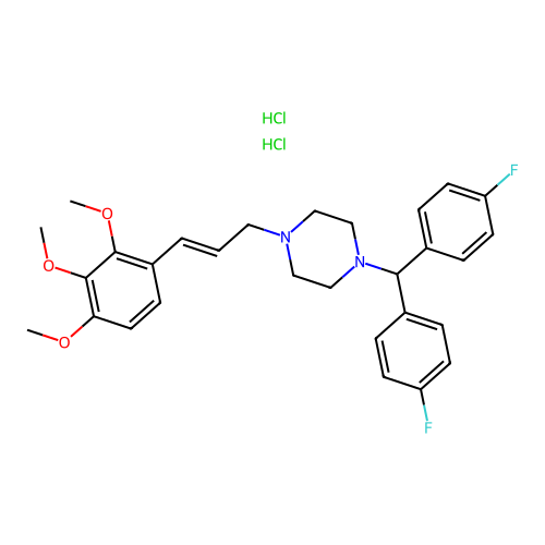 1-(Bis(4-fluorophenyl)methyl)-4-(2,3,4-trimethoxycinnamyl)piperazine dihydrochloride structure