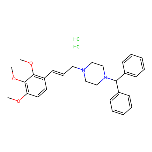 1-Benzhydryl-4-(2,3,4-trimethoxycinnamyl)piperazine dihydrochloride structure