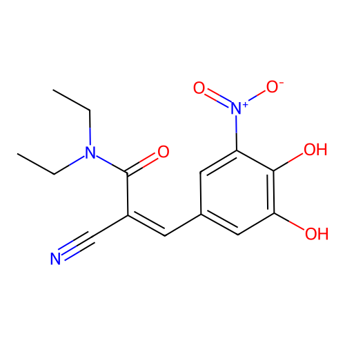 2-Cyano-3-(3,4-dihydroxy-5-nitrophenyl)-N,N-diethylprop-2-enamide structure
