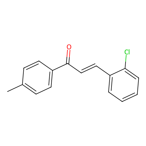 (2E)-3-(2-chlorophenyl)-1-(4-methylphenyl)prop-2-en-1-one structure