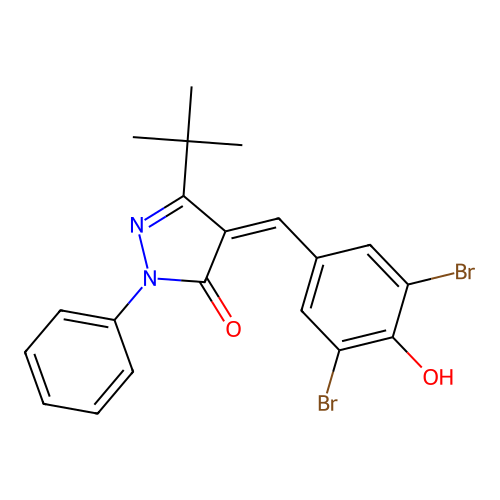 5-Tert-butyl-4-[(3,5-dibromo-4-hydroxyphenyl)methylidene]-2-phenylpyrazol-3-one structure