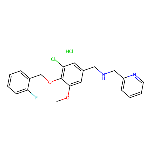 N-(3-chloro-4-((2-fluorobenzyl)oxy)-5-methoxybenzyl)-1-(pyridin-2-yl)methanamine hydrochloride structure