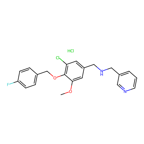 N-(3-chloro-4-((4-fluorobenzyl)oxy)-5-methoxybenzyl)-1-(pyridin-3-yl)methanamine hydrochloride structure