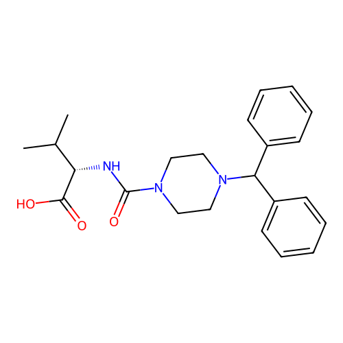 N-{[4-(diphenylmethyl)piperazin-1-yl]carbonyl}-L-valine structure