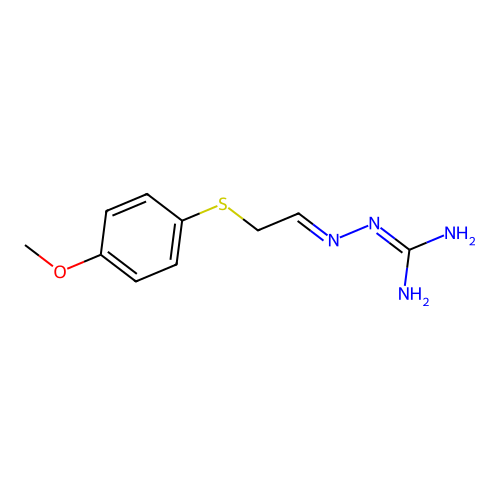 Hydrazinecarboximidamide, 2-(2-((4-methoxyphenyl)thio)ethylidene)-, (E)- structure