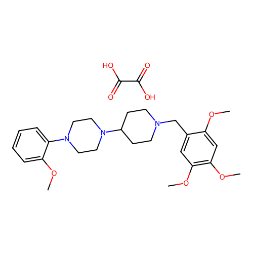 1-(2-methoxyphenyl)-4-(1-(2,4,5-trimethoxybenzyl)piperidin-4-yl)piperazine oxalate structure