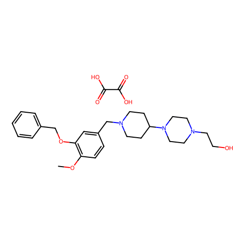 2-(4-(1-(3-(benzyloxy)-4-methoxybenzyl)piperidin-4-yl)piperazin-1-yl)ethanol oxalate structure