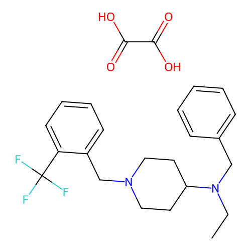 N-benzyl-N-ethyl-1-(2-(trifluoromethyl)benzyl)piperidin-4-amine oxalate structure