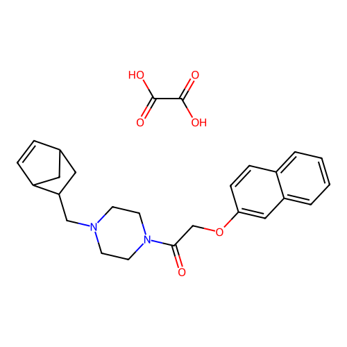 1-(4-Bicyclo[2.2.1]hept-5-en-2-ylmethyl-piperazin-1-yl)-2-(naphthalen-2-yloxy)-ethanone structure