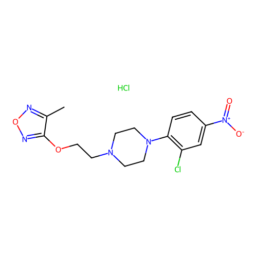 1-(2-chloro-4-nitrophenyl)-4-{2-[(4-methyl-1,2,5-oxadiazol-3-yl)oxy]ethyl}piperazine hydrochloride structure