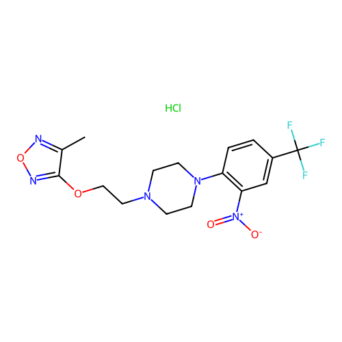 1-{2-[(4-methyl-1,2,5-oxadiazol-3-yl)oxy]ethyl}-4-[2-nitro-4-(trifluoromethyl)phenyl]piperazine hydrochloride structure