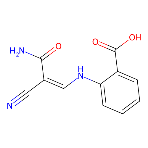 2-((Z)-2-Carbamoyl-2-cyano-vinylamino)-benzoic acid structure
