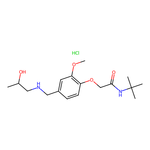 2-[4-[(2-hydroxypropylamino)methyl]-2-methoxy-phenoxy]-N-tert-butyl-acetamide Hydrochloride structure