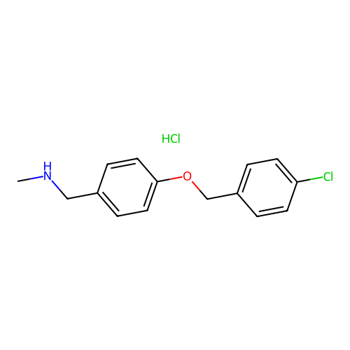 ({4-[(4-Chlorophenyl)methoxy]phenyl}methyl)(methyl)amine hydrochloride structure