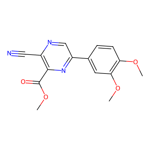 Methyl 3-cyano-6-(3,4-dimethoxyphenyl)-2-pyrazinecarboxylate structure