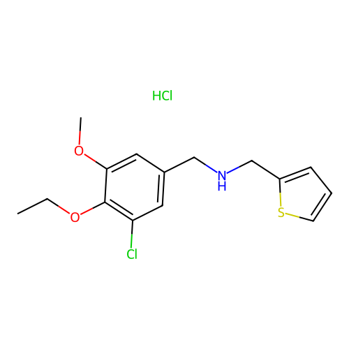 N-(3-chloro-4-ethoxy-5-methoxybenzyl)-1-(thiophen-2-yl)methanamine hydrochloride structure