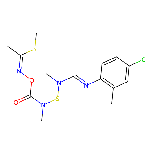 Ethanimidothioic acid, N-((((((((4-chloro-2-methylphenyl)imino)methyl)methylamino)thio)methylamino)carbonyl)oxy)-, methyl ester structure