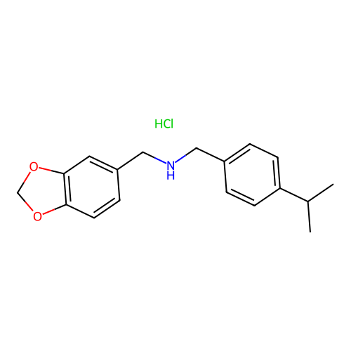 1-(benzo[d][1,3]dioxol-5-yl)-N-(4-isopropylbenzyl)methanamine hydrochloride structure