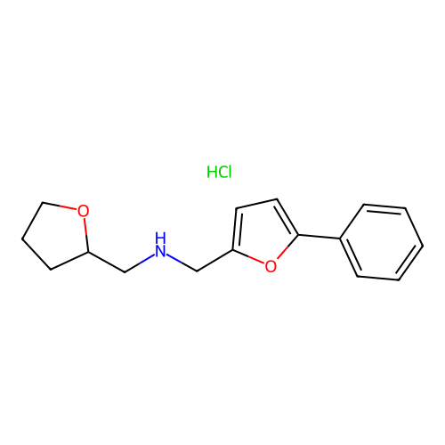 1-(5-phenylfuran-2-yl)-N-((tetrahydrofuran-2-yl)methyl)methanamine hydrochloride structure
