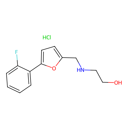 2-(((5-(2-Fluorophenyl)furan-2-yl)methyl)amino)ethanol hydrochloride structure