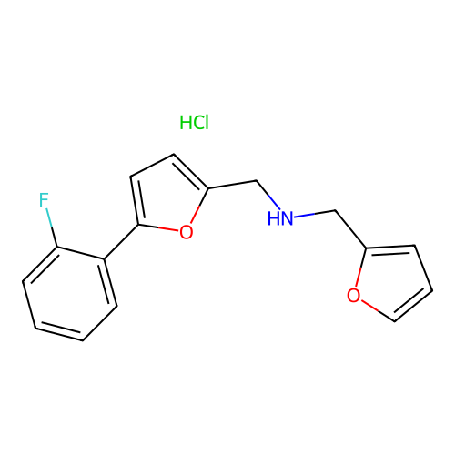 1-(5-(2-fluorophenyl)furan-2-yl)-N-(furan-2-ylmethyl)methanamine hydrochloride structure