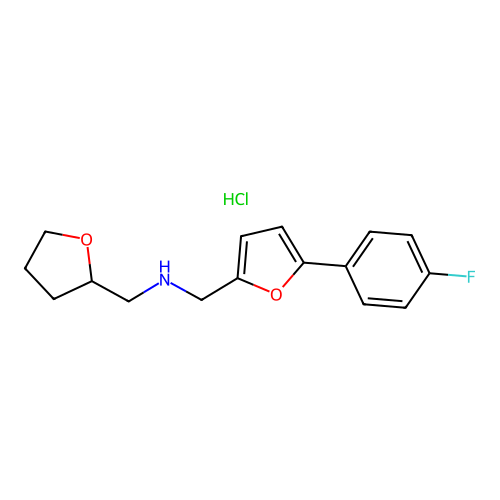 1-(5-(4-fluorophenyl)furan-2-yl)-N-((tetrahydrofuran-2-yl)methyl)methanamine hydrochloride structure