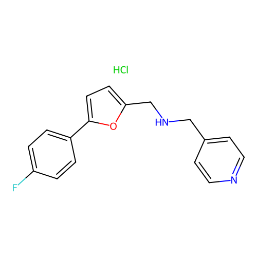 1-(5-(4-fluorophenyl)furan-2-yl)-N-(pyridin-4-ylmethyl)methanamine hydrochloride structure
