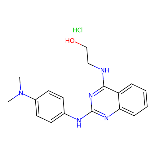 2-[[2-[4-(dimethylamino)anilino]quinazolin-4-yl]amino]ethanol hydrochloride structure