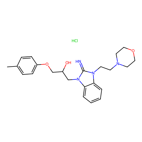 1-(2-imino-3-(2-morpholinoethyl)-2,3-dihydro-1H-benzo[d]imidazol-1-yl)-3-(p-tolyloxy)propan-2-ol hydrochloride structure