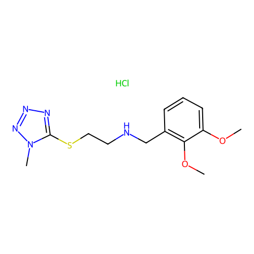 (2,3-Dimethoxy-benzyl)-[2-(1-methyl-1H-tetrazol-5-ylsulfanyl)-ethyl]-amine structure