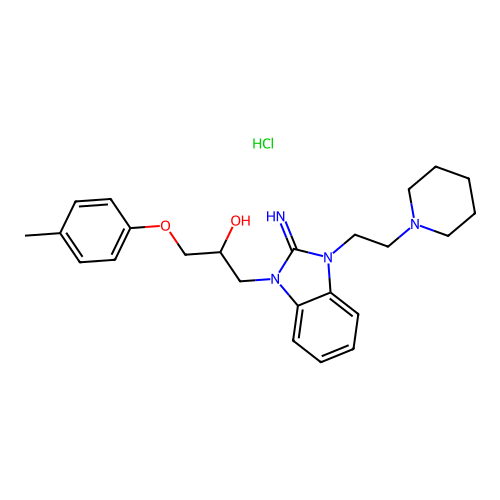 1-(2-imino-3-(2-(piperidin-1-yl)ethyl)-2,3-dihydro-1H-benzo[d]imidazol-1-yl)-3-(p-tolyloxy)propan-2-ol hydrochloride structure