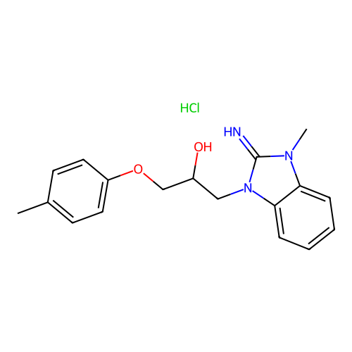 1-(2-imino-3-methyl-2,3-dihydro-1H-benzo[d]imidazol-1-yl)-3-(p-tolyloxy)propan-2-ol hydrochloride structure