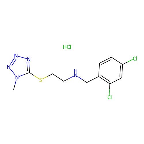 N-(2,4-dichlorobenzyl)-2-((1-methyl-1H-tetrazol-5-yl)thio)ethanamine hydrochloride structure
